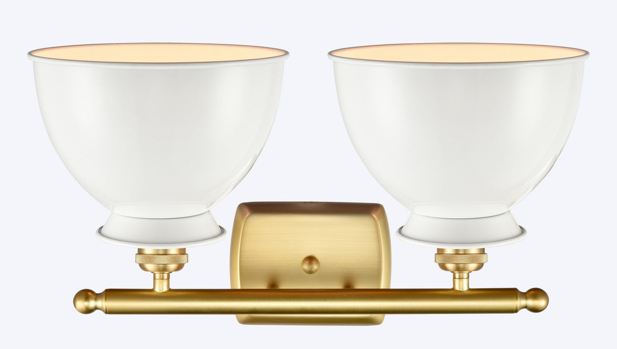 Innovations 516-2W-SG-M14-W Two Light Bath Vanity, Satin Gold