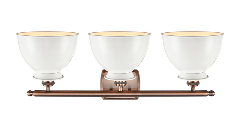 Innovations 516-3W-AC-M14-W Three Light Bath Vanity, Antique Copper