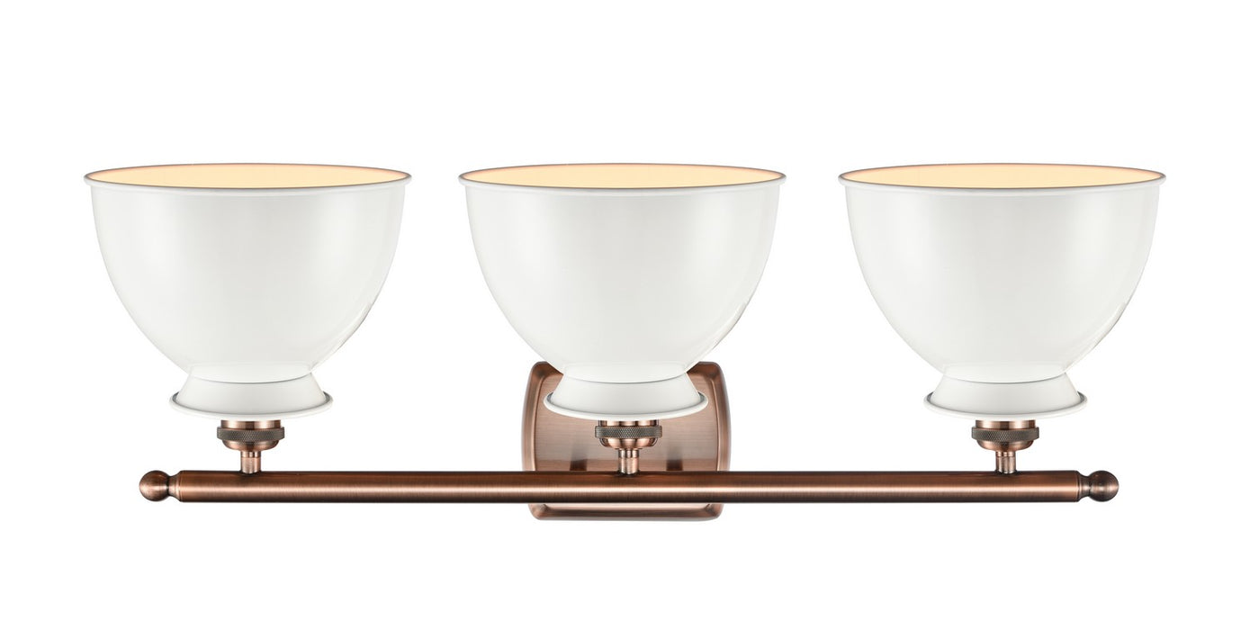 Innovations 516-3W-AC-M14-W Three Light Bath Vanity, Antique Copper