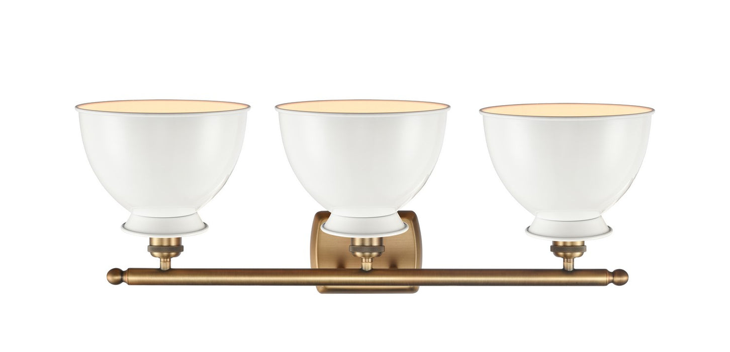 Innovations 516-3W-BB-M14-W Three Light Bath Vanity, Brushed Brass