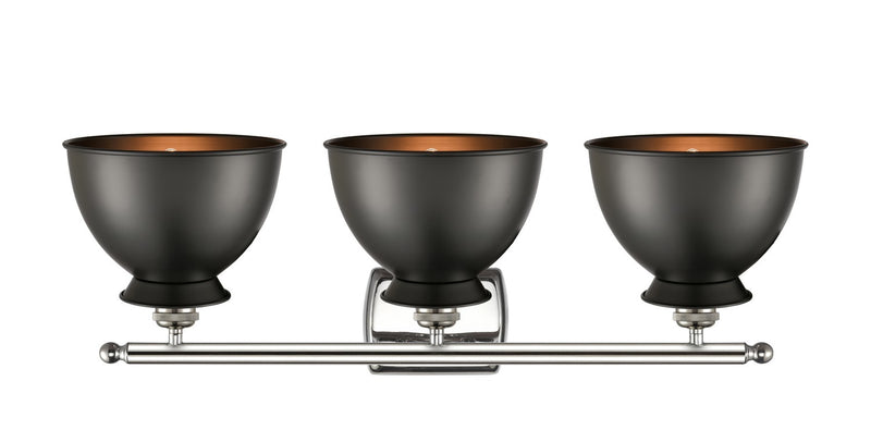 Innovations 516-3W-PN-M14-BK Three Light Bath Vanity, Polished Nickel