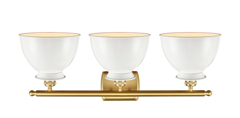 Innovations 516-3W-SG-M14-W Three Light Bath Vanity, Satin Gold