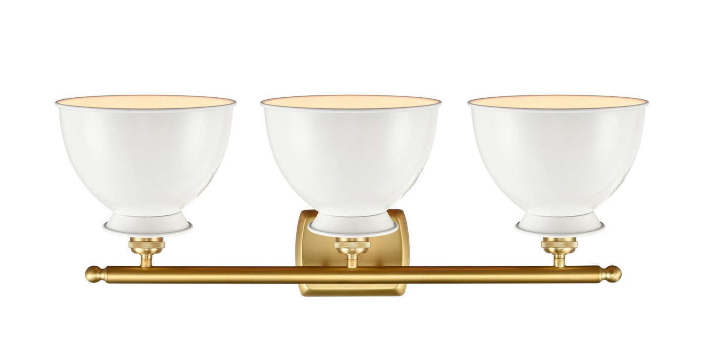 Innovations 516-3W-SG-M14-W Three Light Bath Vanity, Satin Gold