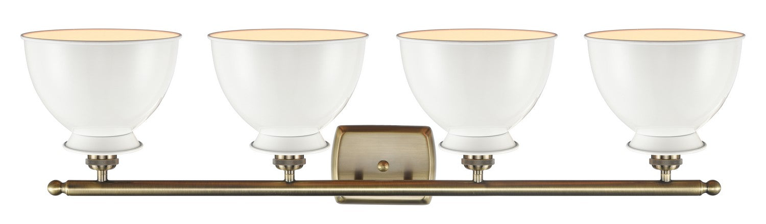 Innovations 516-4W-AB-M14-W Four Light Bath Vanity, Antique Brass