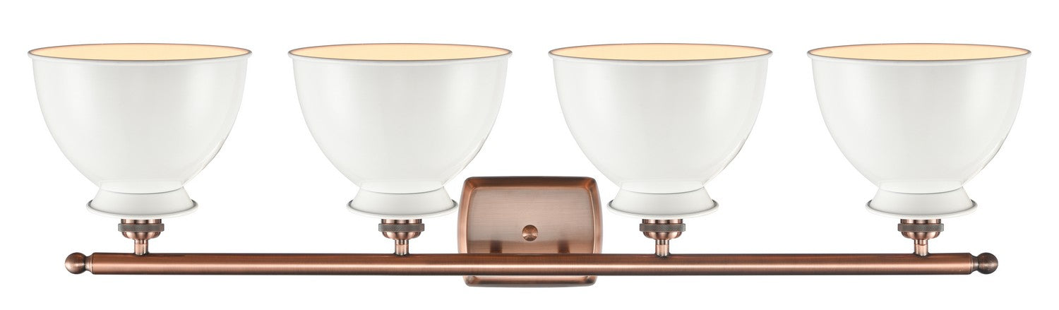Innovations 516-4W-AC-M14-W Four Light Bath Vanity, Antique Copper