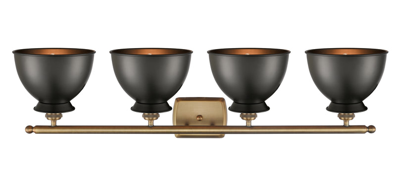 Innovations 516-4W-BB-M14-BK Four Light Bath Vanity, Brushed Brass