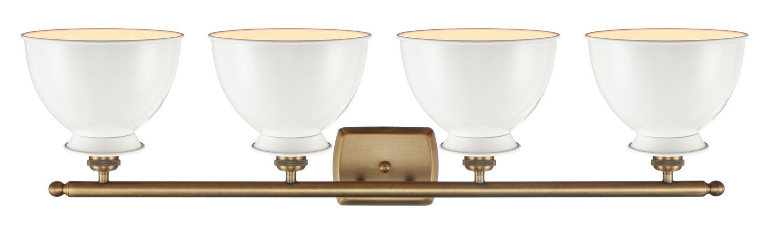 Innovations 516-4W-BB-M14-W Four Light Bath Vanity, Brushed Brass