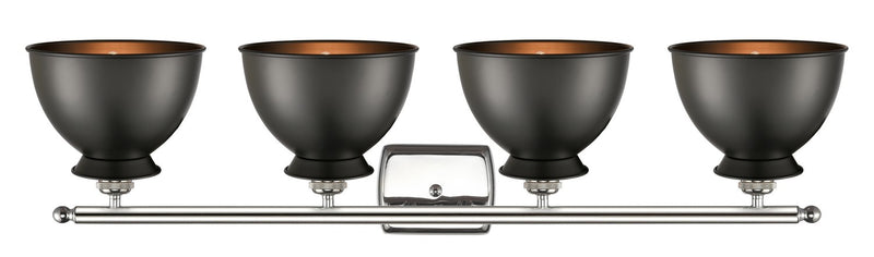 Innovations 516-4W-PN-M14-BK Four Light Bath Vanity, Polished Nickel