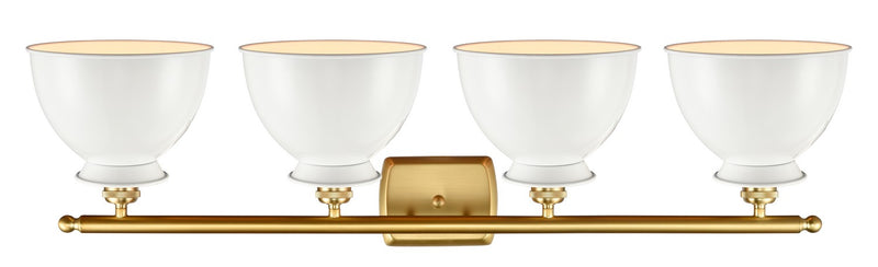 Innovations 516-4W-SG-M14-W Four Light Bath Vanity, Satin Gold