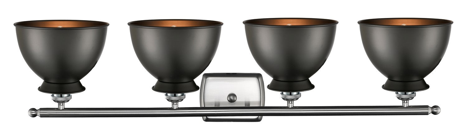 Innovations 516-4W-SN-M14-BK Four Light Bath Vanity, Brushed Satin Nickel