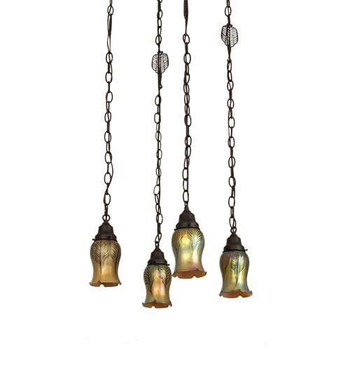 Meyda Tiffany 227606 Four Light Pendant, Craftsman Brown