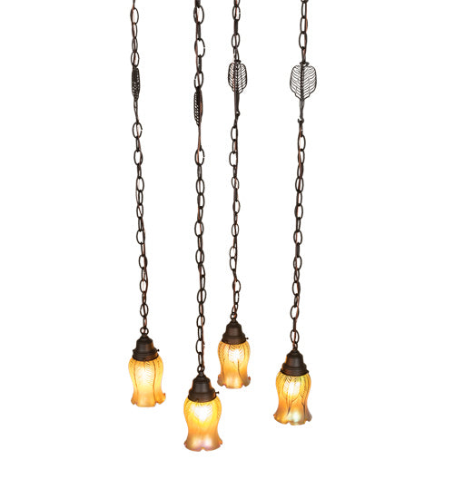Meyda Tiffany 227606 Four Light Pendant, Craftsman Brown