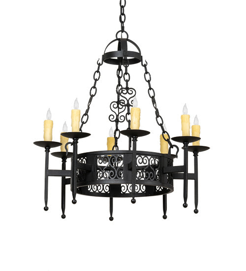 Meyda Tiffany 228282 Eight Light Chandelier, Textured Black