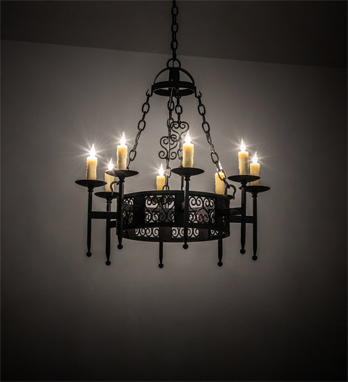 Meyda Tiffany 228282 Eight Light Chandelier, Textured Black