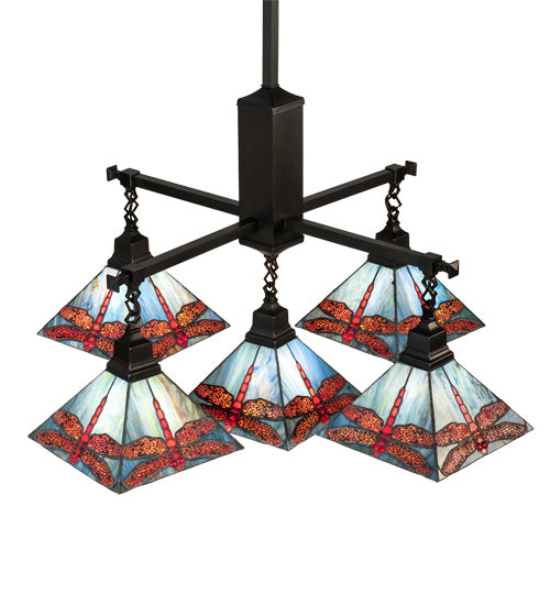 Meyda Tiffany 230380 Five Light Chandelier, Craftsman Brown