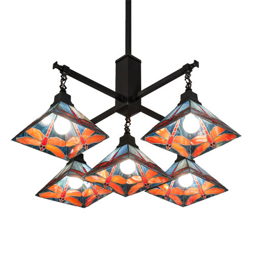 Meyda Tiffany 230380 Five Light Chandelier, Craftsman Brown