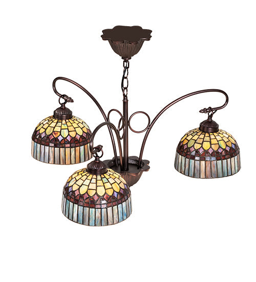 Meyda Tiffany 231065 Three Light Chandelier, Mahogany Bronze
