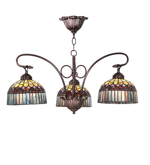 Meyda Tiffany 231065 Three Light Chandelier, Mahogany Bronze