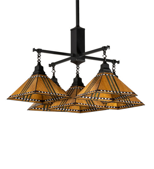 Meyda Tiffany 231650 Five Light Chandelier, Craftsman Brown
