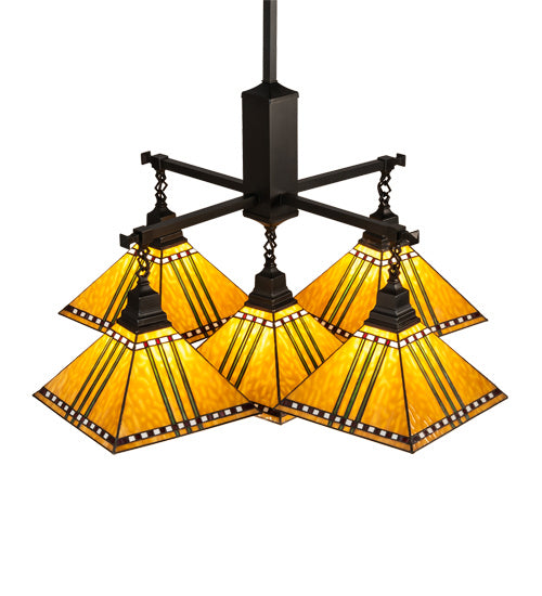 Meyda Tiffany 231650 Five Light Chandelier, Craftsman Brown