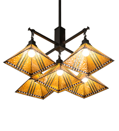 Meyda Tiffany 231650 Five Light Chandelier, Craftsman Brown