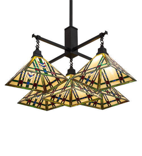 Meyda Tiffany 231684 Five Light Chandelier, Craftsman Brown