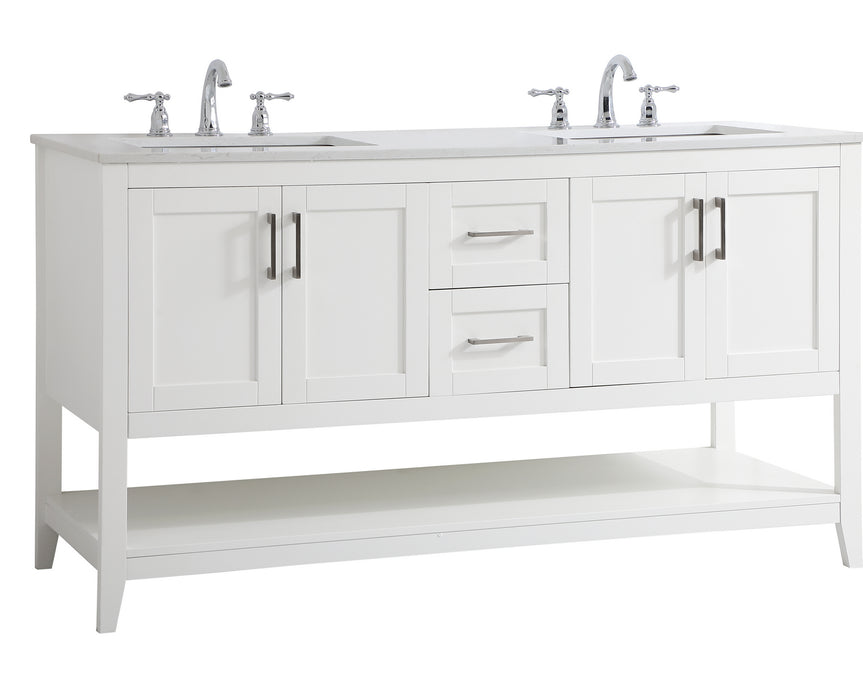 Elegant Lighting VF16060DWH Double Bathroom Vanity, White