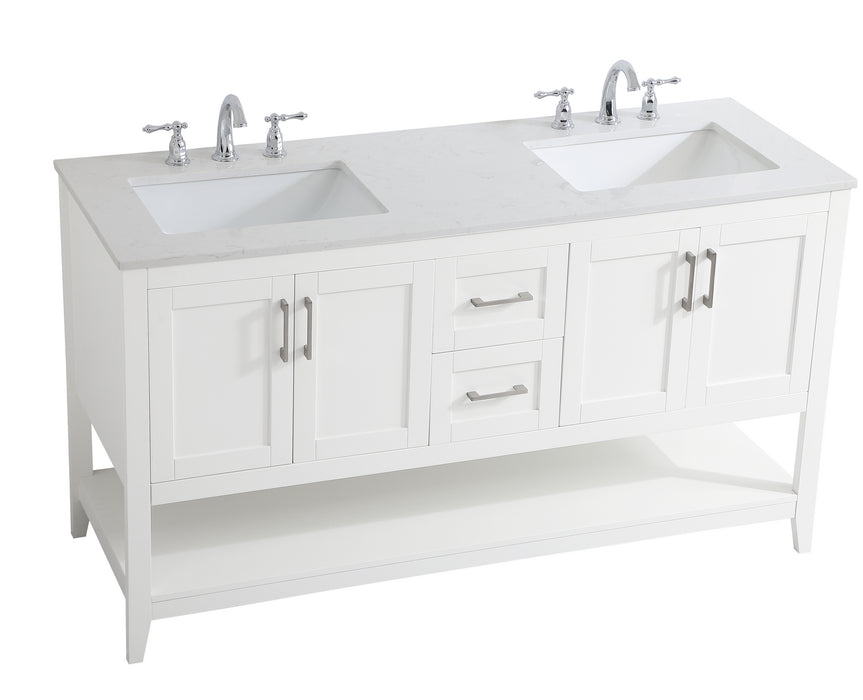 Elegant Lighting VF16060DWH Double Bathroom Vanity, White