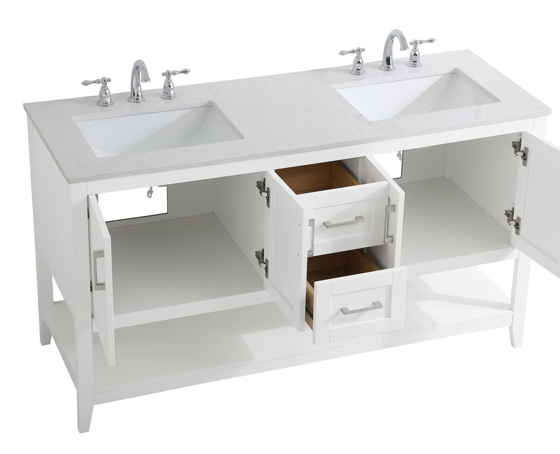 Elegant Lighting VF16060DWH Double Bathroom Vanity, White