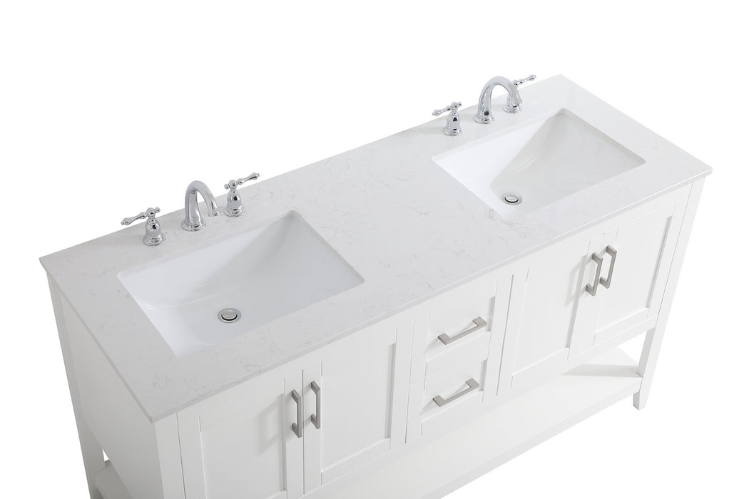 Elegant Lighting VF16060DWH Double Bathroom Vanity, White