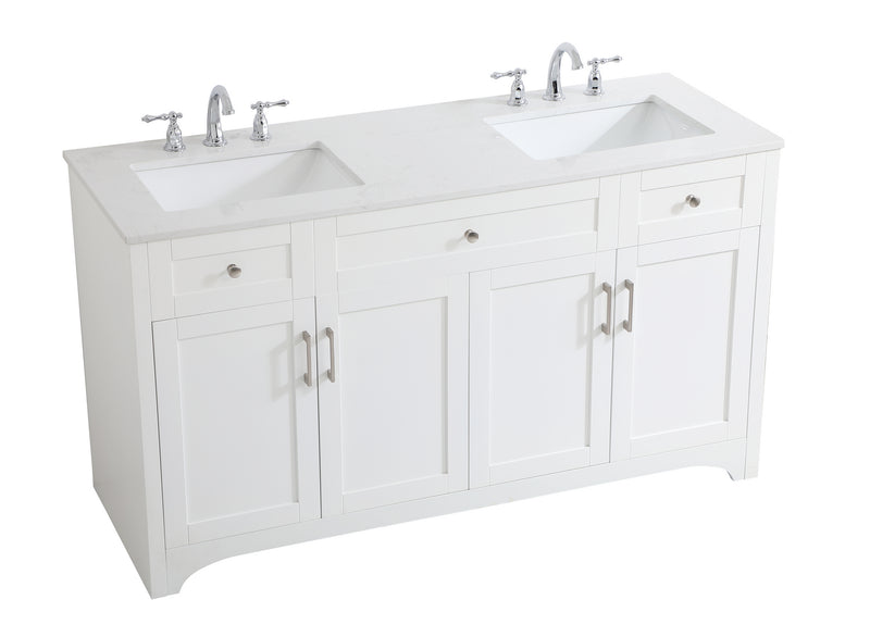 Elegant Lighting VF17060DWH Double Bathroom Vanity, White