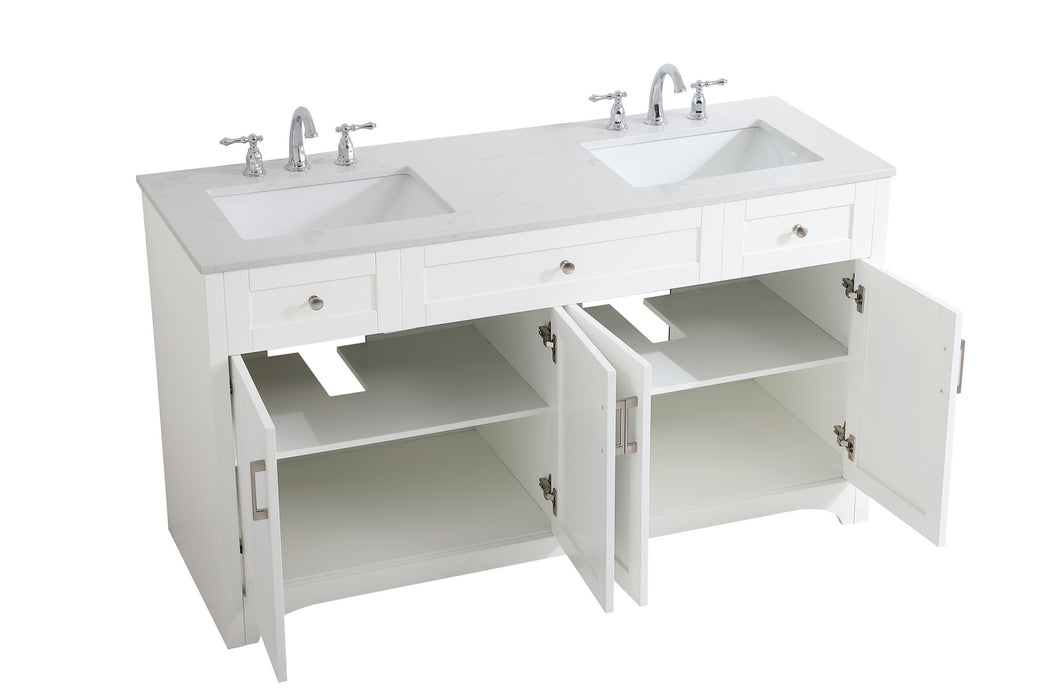 Elegant Lighting VF17060DWH Double Bathroom Vanity, White