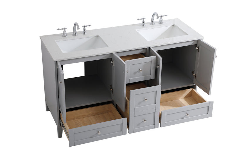 Elegant Lighting VF18060DGR Double Bathroom Vanity, Grey