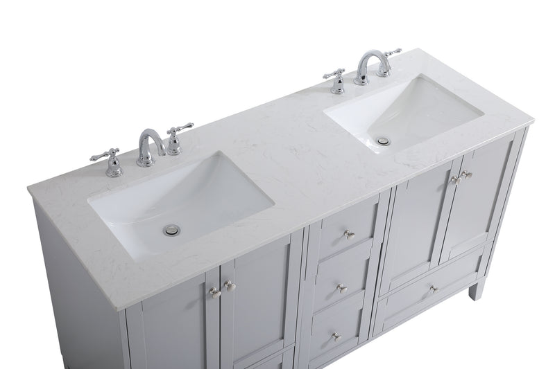 Elegant Lighting VF18060DGR Double Bathroom Vanity, Grey