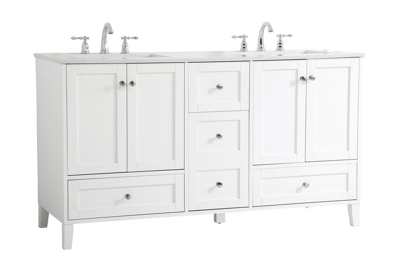 Elegant Lighting VF18060DWH Double Bathroom Vanity, White