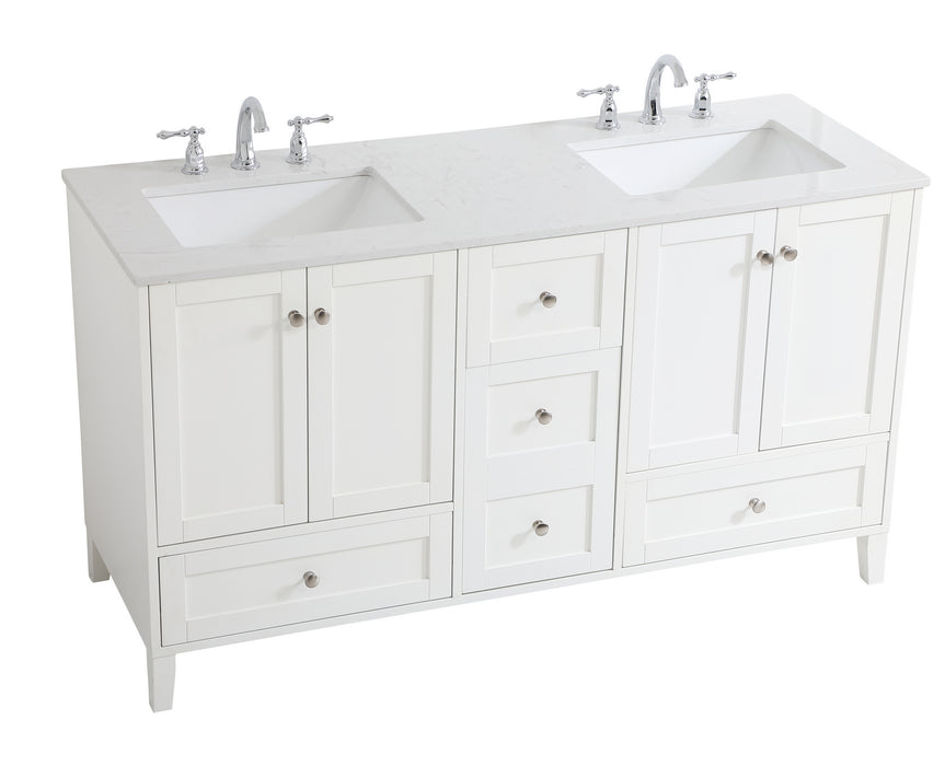 Elegant Lighting VF18060DWH Double Bathroom Vanity, White