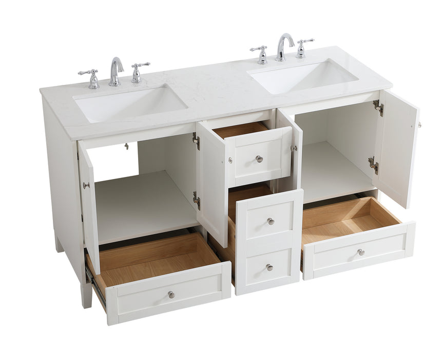 Elegant Lighting VF18060DWH Double Bathroom Vanity, White