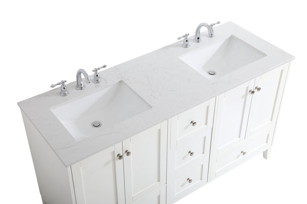 Elegant Lighting VF18060DWH Double Bathroom Vanity, White