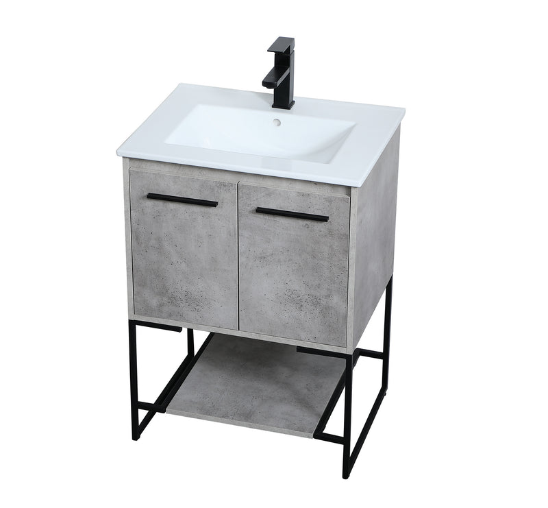 Elegant Lighting VF42024CG Single Bathroom Vanity, Concrete Grey
