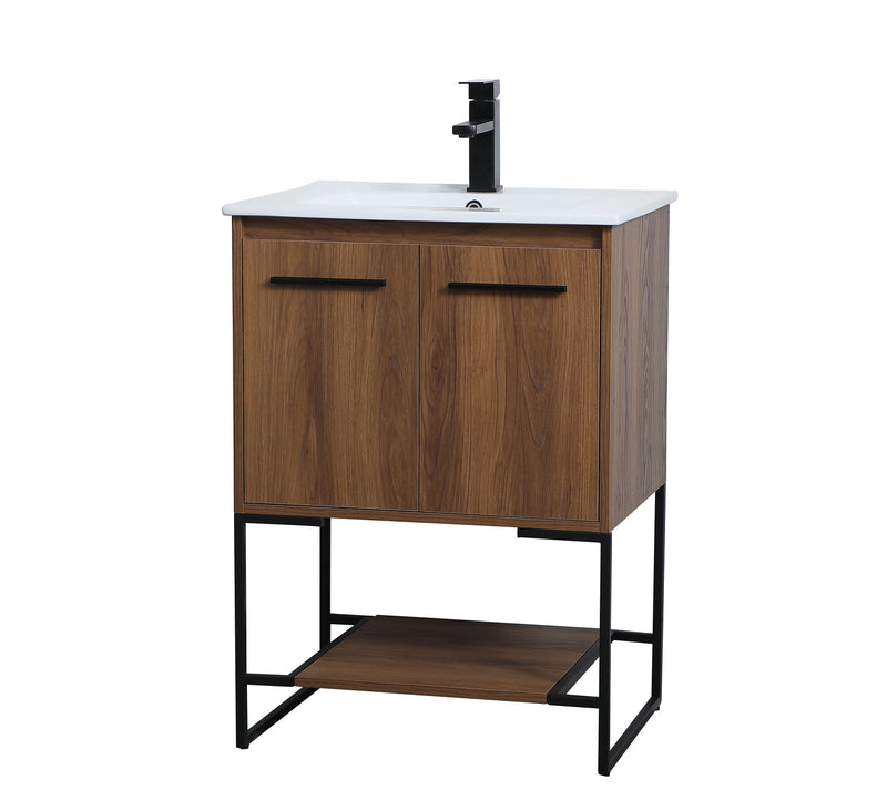 Elegant Lighting VF42024WB Single Bathroom Vanity, Walnut Brown