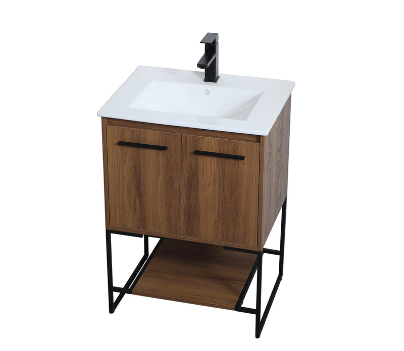 Elegant Lighting VF42024WB Single Bathroom Vanity, Walnut Brown