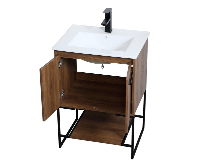 Elegant Lighting VF42024WB Single Bathroom Vanity, Walnut Brown