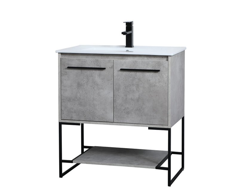 Elegant Lighting VF42030CG Single Bathroom Vanity, Concrete Grey