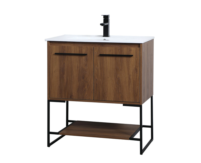 Elegant Lighting VF42030WB Single Bathroom Vanity, Walnut Brown