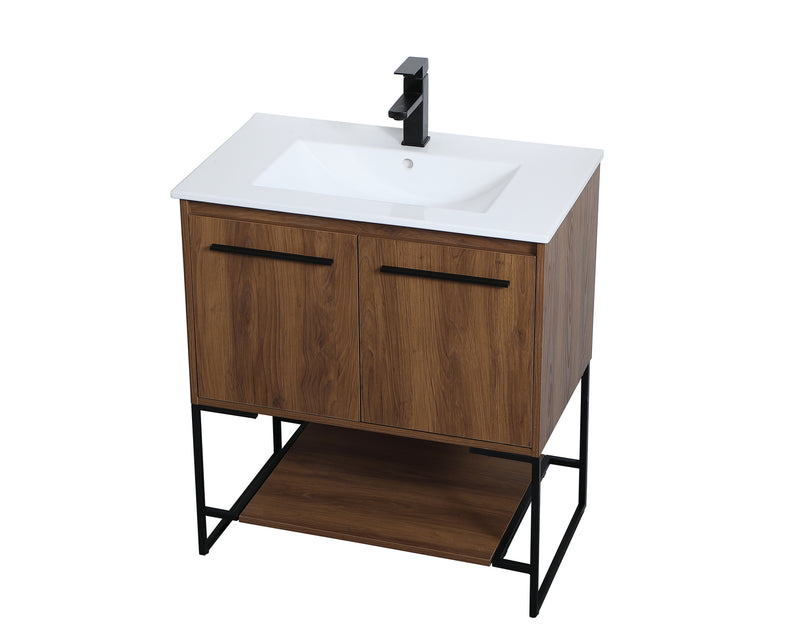 Elegant Lighting VF42030WB Single Bathroom Vanity, Walnut Brown