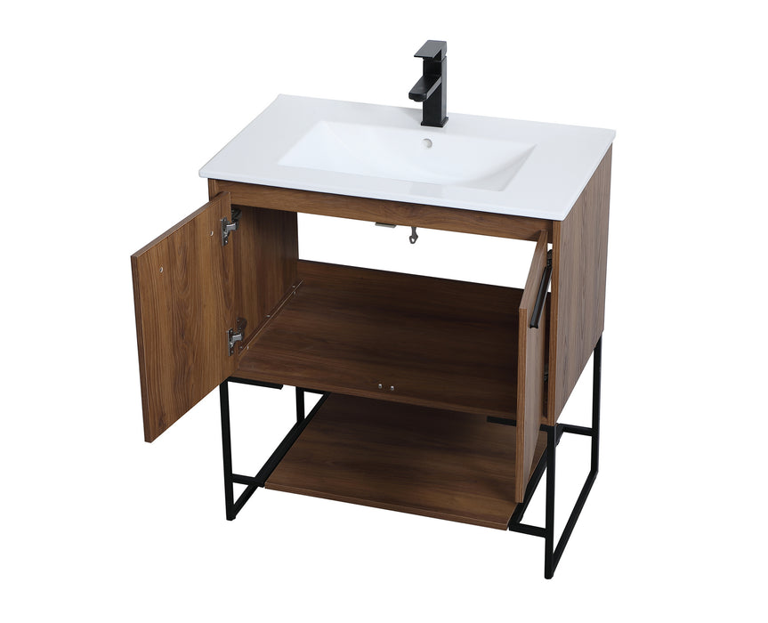 Elegant Lighting VF42030WB Single Bathroom Vanity, Walnut Brown