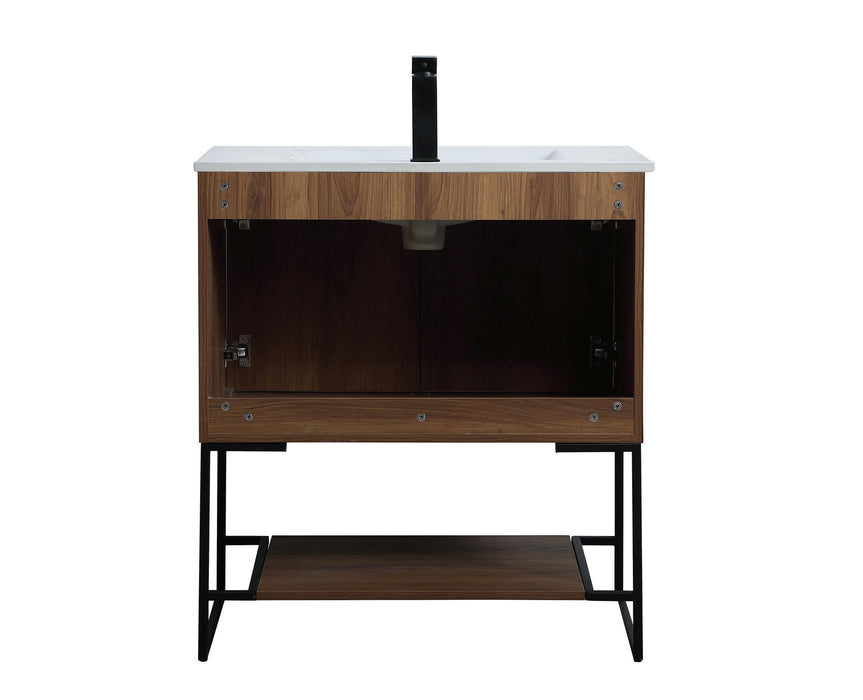 Elegant Lighting VF42030WB Single Bathroom Vanity, Walnut Brown