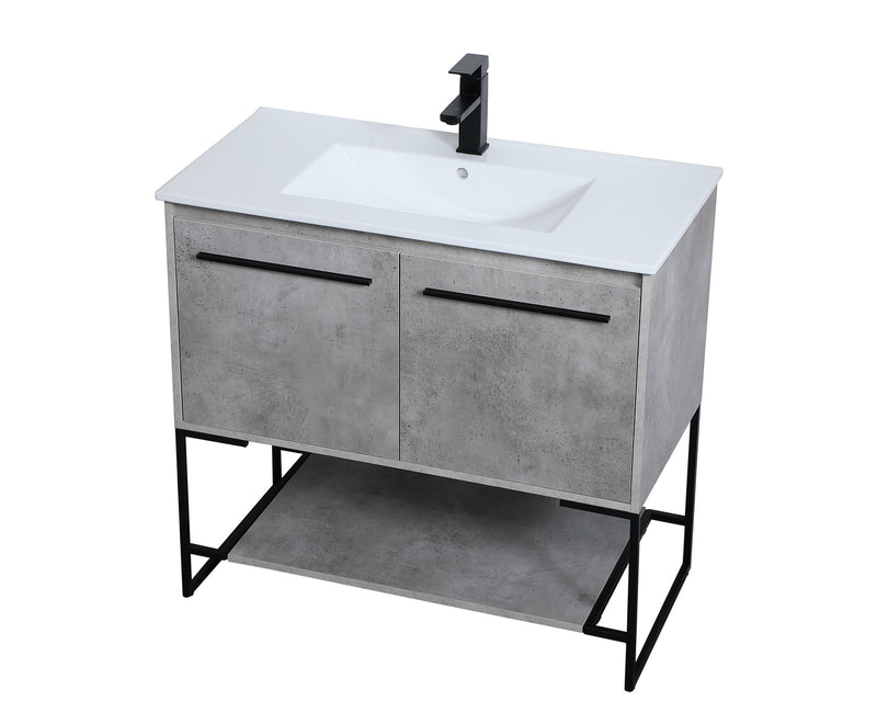 Elegant Lighting VF42036CG Single Bathroom Vanity, Concrete Grey