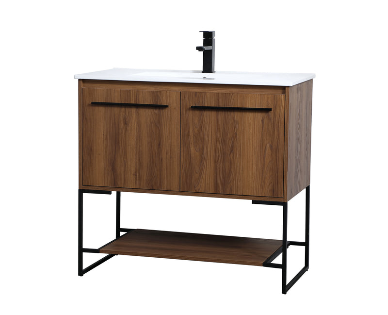 Elegant Lighting VF42036WB Single Bathroom Vanity, Walnut Brown