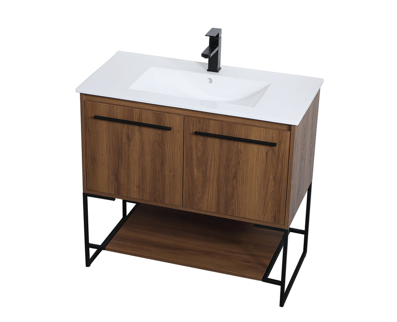 Elegant Lighting VF42036WB Single Bathroom Vanity, Walnut Brown
